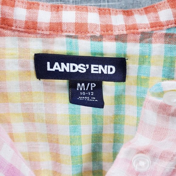 Lands End Linen Blouse Size Medium Petite MP 10 12 - Picture 3 of 4
